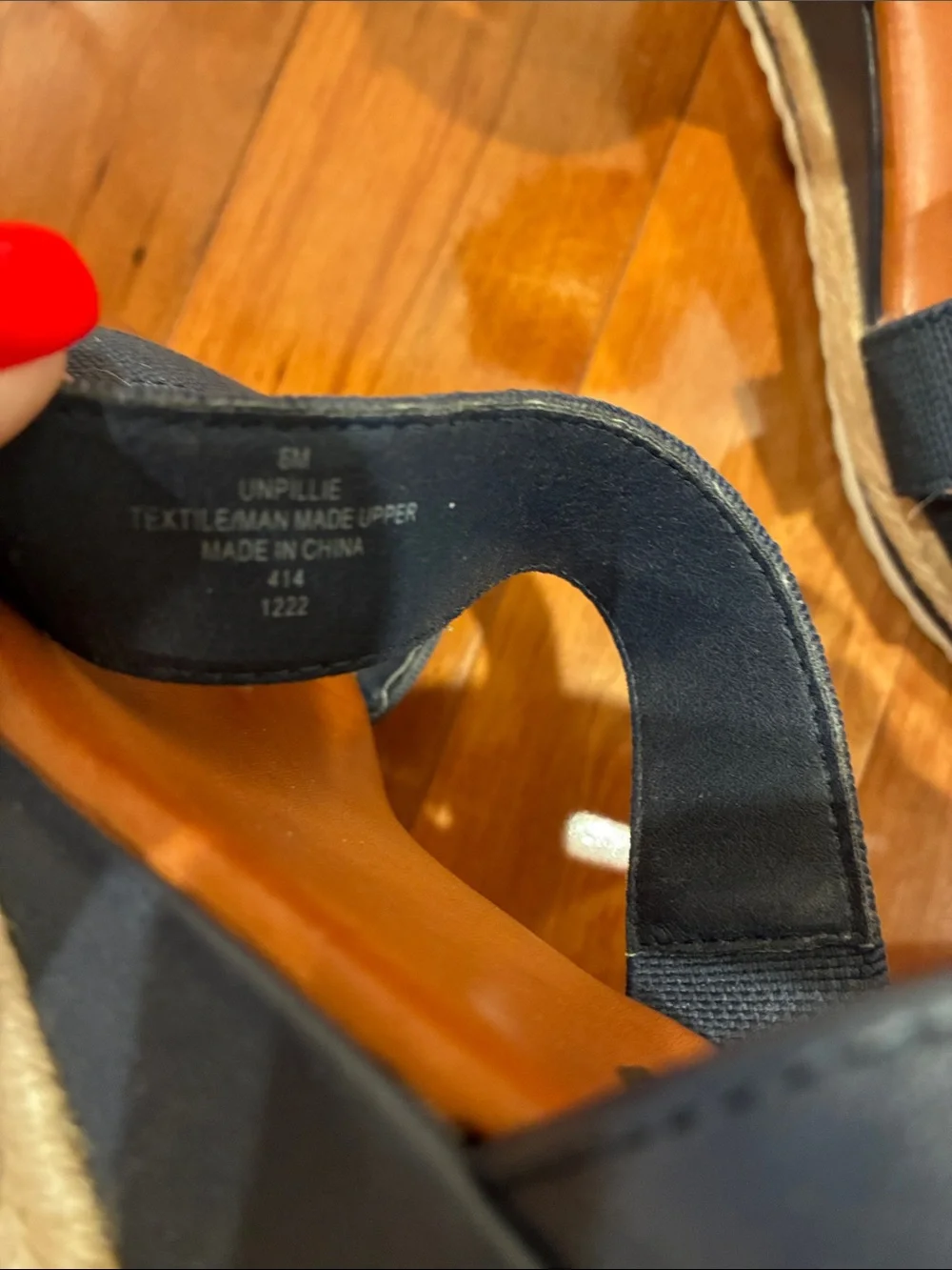 Unisa Navy Espadrille Wedge Sandals with Ankle Buckle